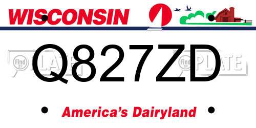 Q827ZD Wisconsin License Plate