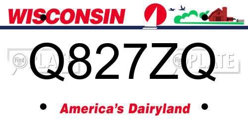 Q827ZQ Wisconsin License Plate