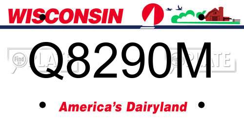 Q8290M Wisconsin License Plate