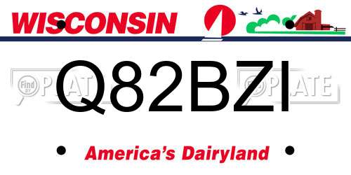 Q82BZI Wisconsin License Plate