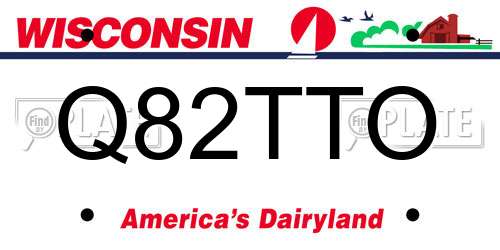 Q82TTO Wisconsin License Plate