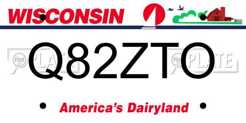 Q82ZTO Wisconsin License Plate