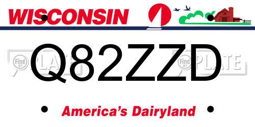Q82ZZD Wisconsin License Plate