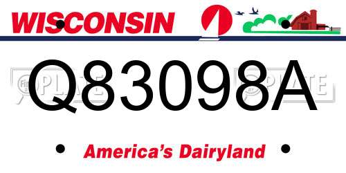 Q83098A Wisconsin License Plate