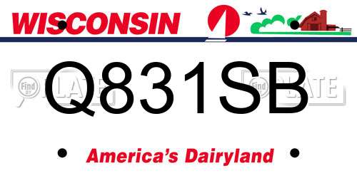 Q831SB Wisconsin License Plate