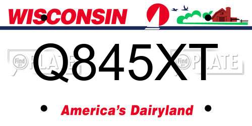 Q845XT Wisconsin License Plate