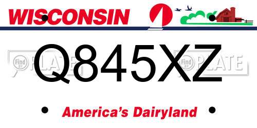 Q845XZ Wisconsin License Plate