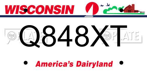 Q848XT Wisconsin License Plate