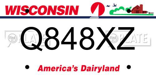 Q848XZ Wisconsin License Plate