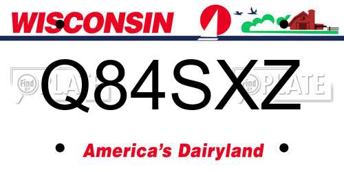 Q84SXZ Wisconsin License Plate