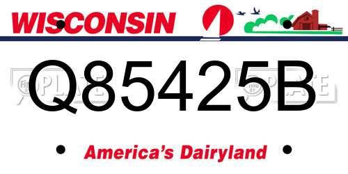 Q85425B Wisconsin License Plate