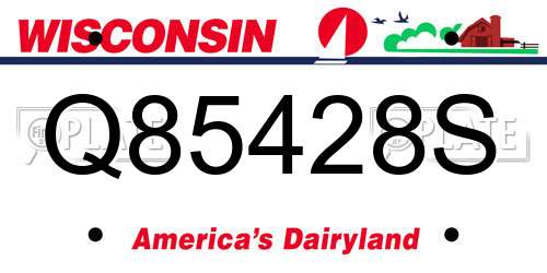Q85428S Wisconsin License Plate