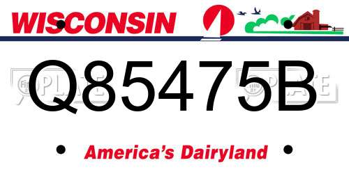Q85475B Wisconsin License Plate
