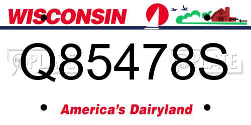 Q85478S Wisconsin License Plate