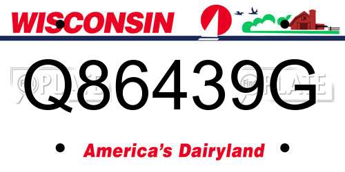 Q86439G Wisconsin License Plate
