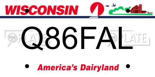 Q86FAL Wisconsin License Plate