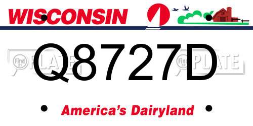 Q8727D Wisconsin License Plate