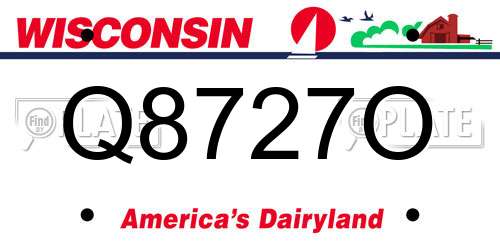 Q8727O Wisconsin License Plate