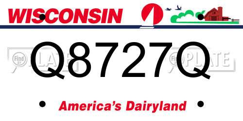 Q8727Q Wisconsin License Plate