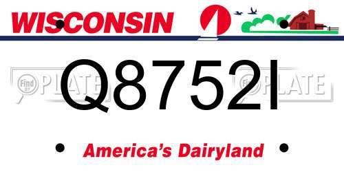Q8752I Wisconsin License Plate