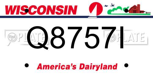 Q8757I Wisconsin License Plate