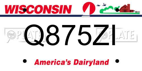 Q875ZI Wisconsin License Plate