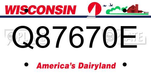 Q87670E Wisconsin License Plate