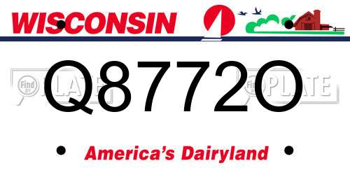 Q8772O Wisconsin License Plate
