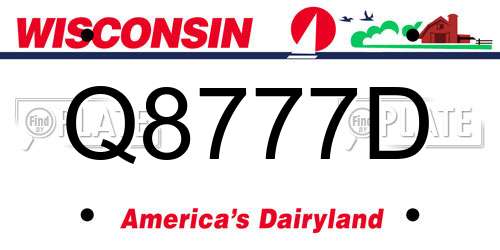 Q8777D Wisconsin License Plate
