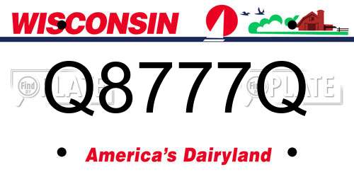 Q8777Q Wisconsin License Plate