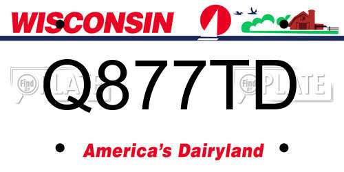 Q877TD Wisconsin License Plate