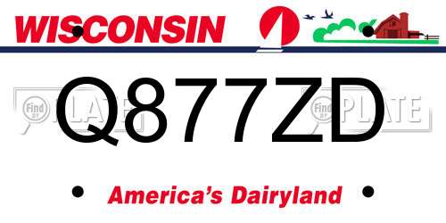 Q877ZD Wisconsin License Plate