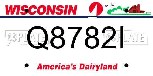 Q8782I Wisconsin License Plate