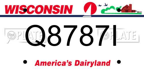 Q8787I Wisconsin License Plate