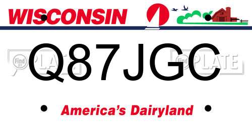 Q87JGC Wisconsin License Plate