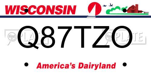Q87TZO Wisconsin License Plate