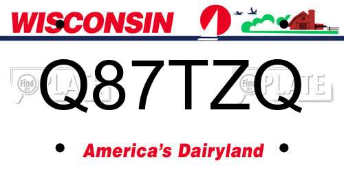 Q87TZQ Wisconsin License Plate