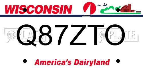 Q87ZTO Wisconsin License Plate