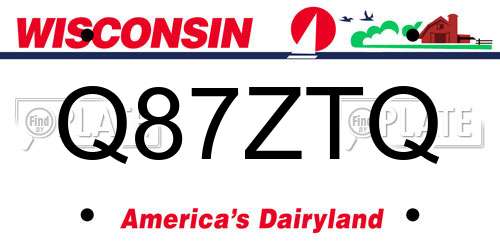 Q87ZTQ Wisconsin License Plate
