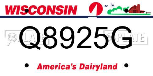 Q8925G Wisconsin License Plate