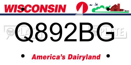 Q892BG Wisconsin License Plate