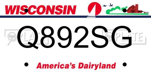 Q892SG Wisconsin License Plate