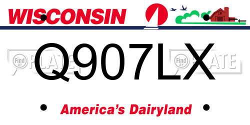 Q907LX Wisconsin License Plate