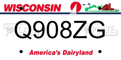 Q908ZG Wisconsin License Plate