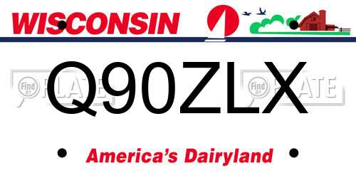 Q90ZLX Wisconsin License Plate