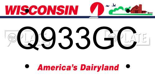 Q933GC Wisconsin License Plate
