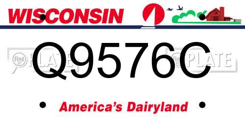 Q9576C Wisconsin License Plate