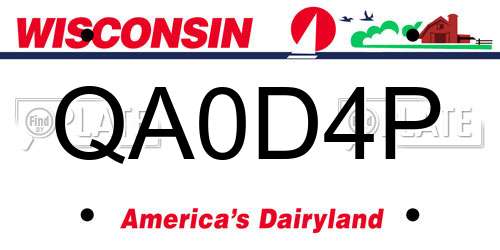QA0D4P Wisconsin License Plate