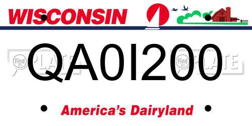 QA0I200 Wisconsin License Plate