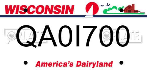QA0I700 Wisconsin License Plate